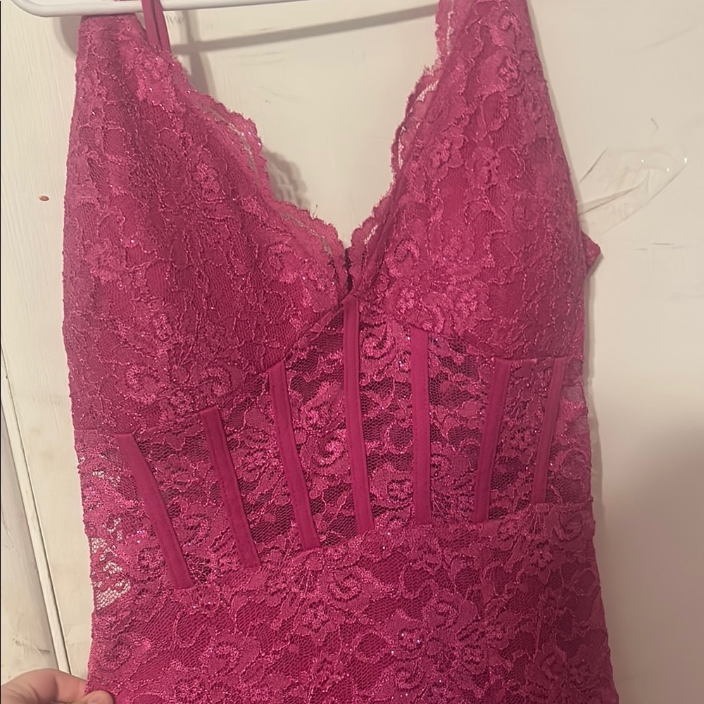 Elegant Pink Lace Dress